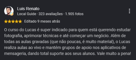 Avaliação de Luis Renato no Google