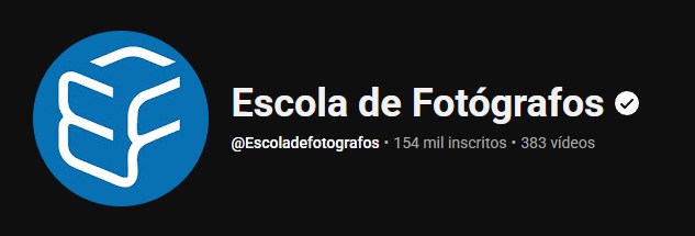 Canal Escola de Fotógrafos no YouTube — 154 mil inscritos